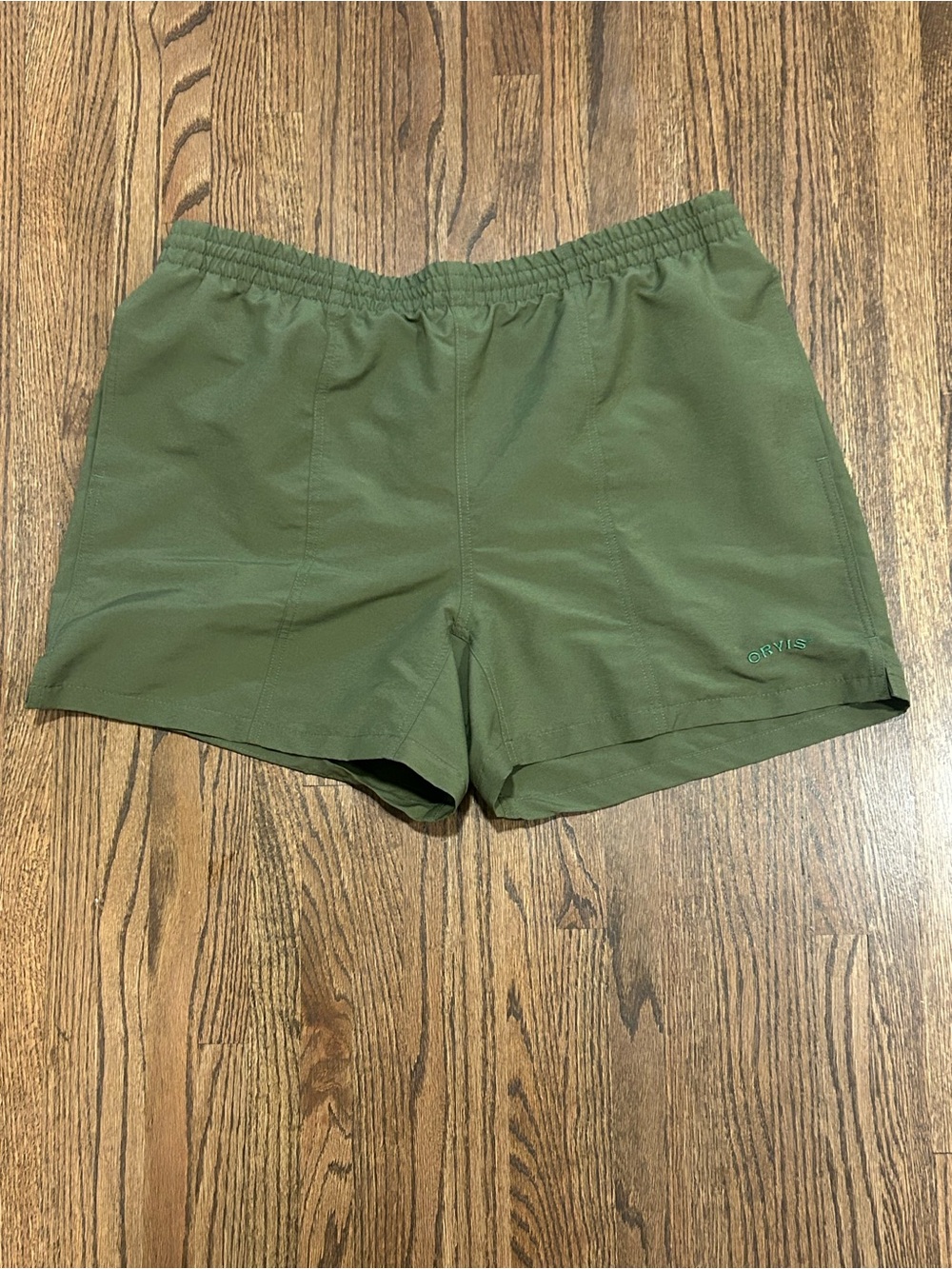 Orvis Men’s XL Olive Green Mesh Lined Swim Trunks Quick Dry Embroidered Logo